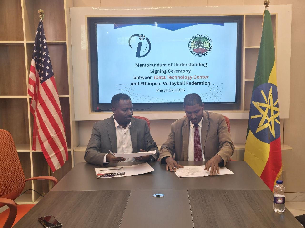 MoU signing ceremony between iData Technology Center PLC and the Ethiopian Volleyball Federation